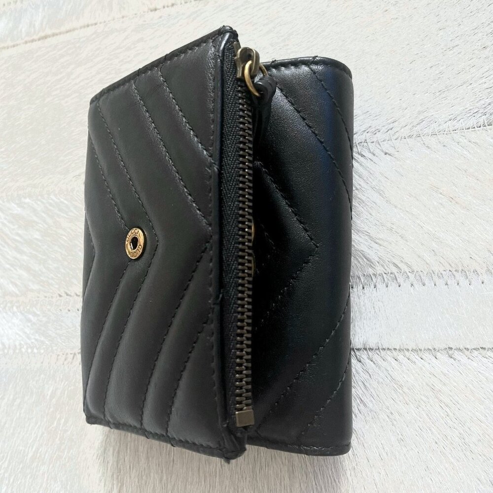 Gucci GG Marmont Matelassé Black Leather Trifold Wallet - Picture 7 of 13